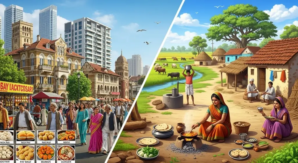 Comparison of urban and rural India lifestyle and environment