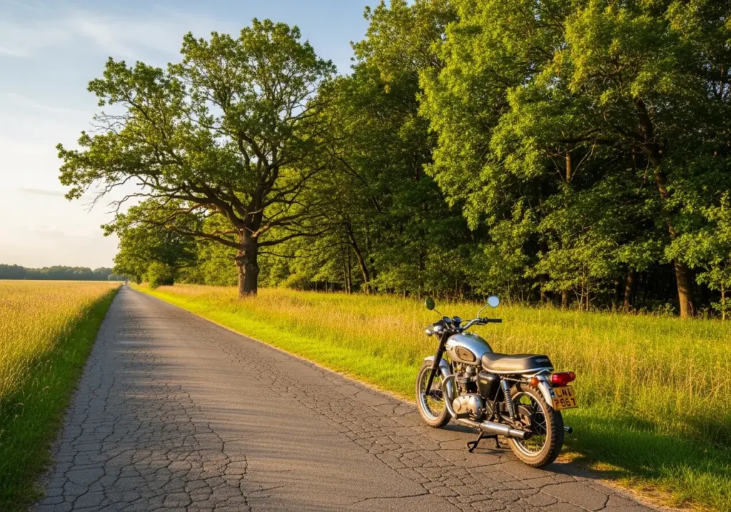 A lonely countryside road with trees