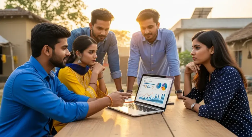 Indian rural women working in fields with peaceful expressions