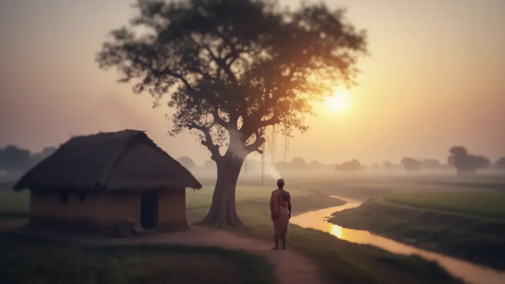 Sunrise symbolizing hope in an Indian village